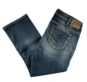 Silver Jeans Tuesday Cropped Low Rise Patchwork Womens Plus 16 x 25 DEFECT - Picture 1 of 9