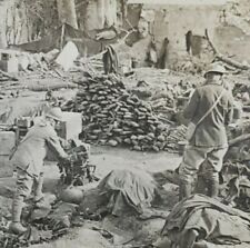Aisne France WW1 Soldier Supplies Left By German Retreat Photo Stereoview J427