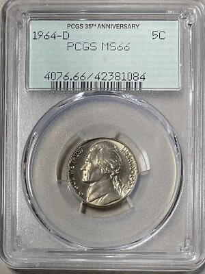 1965 Jefferson Nickel PCGS MS64 5C - OGH - Brilliant Uncirculated 5 Cents - Image 1 of 4