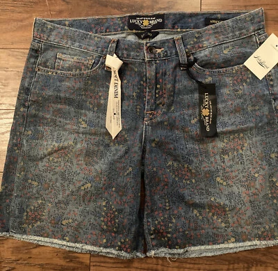 Lucky brand abbey shorts denim with flowers size 10 NEW - Image 1 of 4