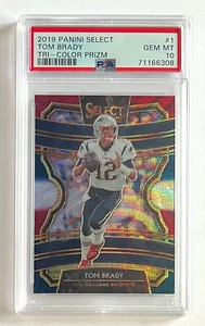 2019 SELEZIONA TOM BRADY TRICOLORE PRIZM PATRIOTS COLOR MATCH SP #/199 PSA 10 GEM - Foto 1 di 2