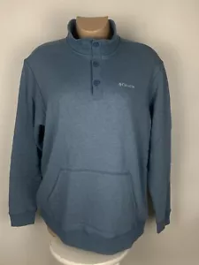 Columbia Knit Sweatshirt Men's XXL Blue Half Button Fleece Lined Pocket Outdoor - Picture 1 of 11