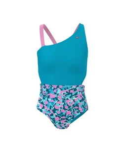 Nike Big Girls Shred Camo Asymmetrical Monokini One Piece Swimsuit XL - Picture 1 of 4