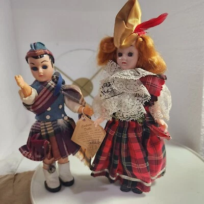 Vtg Carlson Dolls Scottish Boy Girl  8" Kilt 8-71 Sleepy Closing Eyes - Image 1 of 4