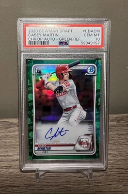 2020 Bowman Chrome Casey Martin Green Refractor Auto (09/99) PSA 10 POP 5 - Image 1 of 2