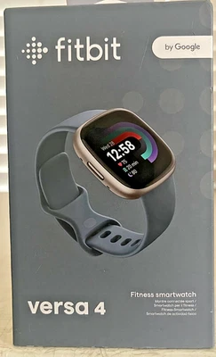 Fitbit Versa 4 Fitness Smartwatch with GPS - Waterfall Blue / Platinum -New - Image 1 of 4