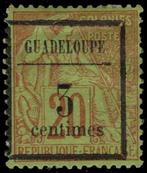 GUADELOUPE 3 - Allegory of Commerce "1889 Provisional" (pc21791) - Image 1 of 1