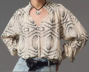 Nuevo con etiquetas Top de gasa Porridge Anthropologie talla mediana manga larga cuello de cintura ajustado - Imagen 1 de 11