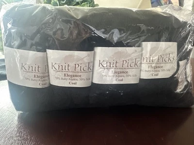 Lot 4.5 Skeins KNIT PICKS Elegance YARN- Coal Soft Baby ALpaca/Silk - Image 1 of 2