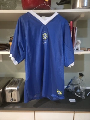 Nike Brazil National Team Away Jersey Blue CBFSoccer Shirt 2002 2004 Ronaldo XL - Image 1 of 4