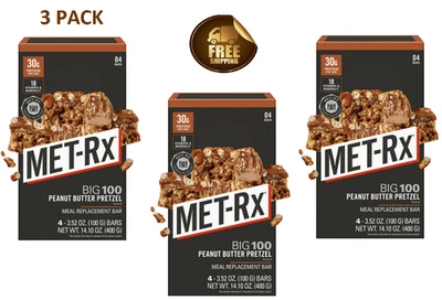 30g Protein, 12 Ct, MET-Rx Big 100 Protein Bar, Peanut Butter Pretzel - Image 1 of 4