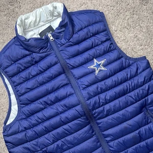 Dallas Cowboys Puffer Vest Jacket Men Size Medium Apparel NFL Sleeveless Zip - Picture 1 of 6