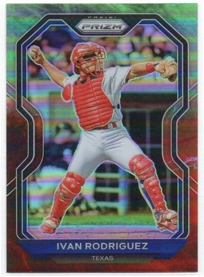 Ivan Rodriguez 2021 Panini Prizm Prizms Cosmic Haze 2 Texas Rangers Hall of Fame - Image 1 of 2