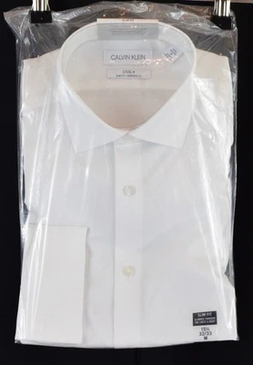 Calvin Klein Men's Non Iron Stretch Mini Check Dress Shirt White Size 15.5 32/33 - Image 1 of 3