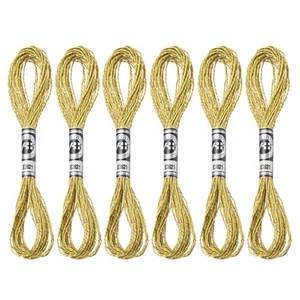 6 Skeins Embroidery Floss, Metallic Embroidery Thread Light Gold - Picture 1 of 6