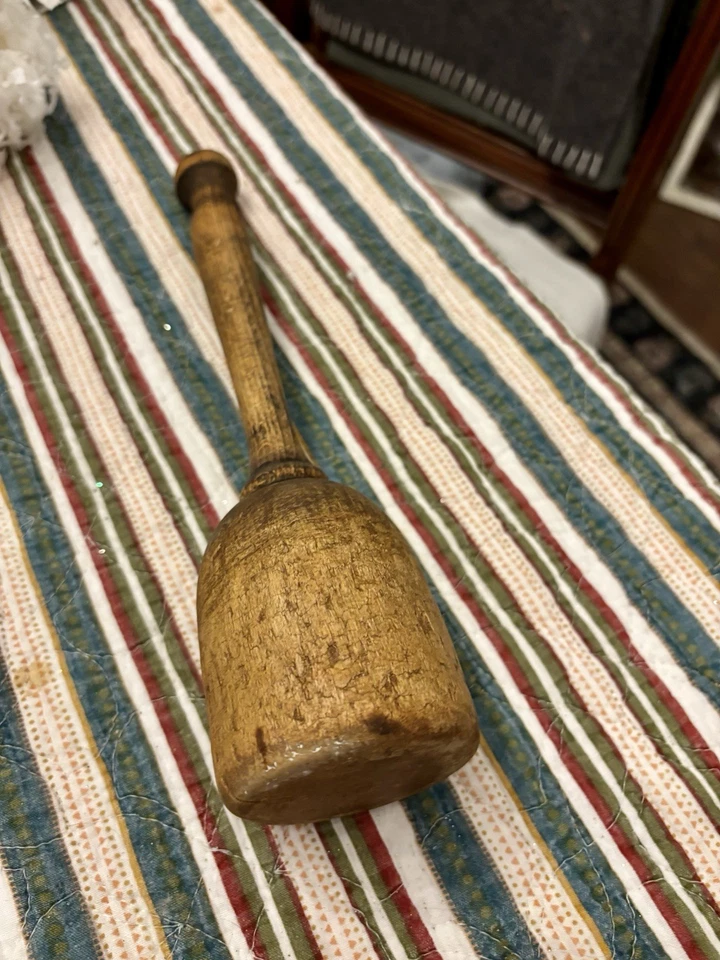Triturador de patatas/mazo de madera de colección de granja primitiva Foto 1 de 3