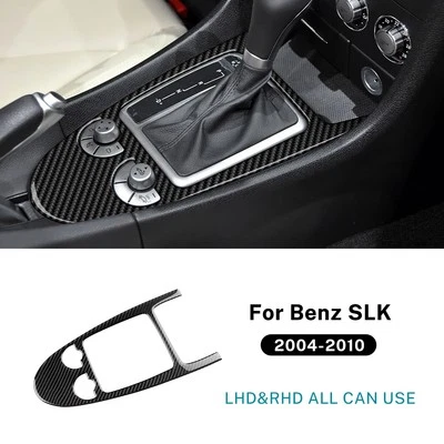 Black Carbon Fiber Car Center Contral Shift Trim For Mercedes Benz SLK 2004-2010 - Imagem 1 de 4