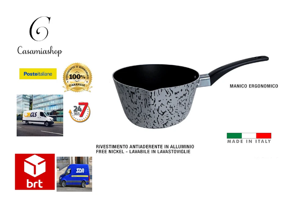 CASSERUOLA CONICA PENTOLINO TEGAME ANTIADERENTE A UN MANICO BOLLILATTE 12 CM - Immagine 1 di 1