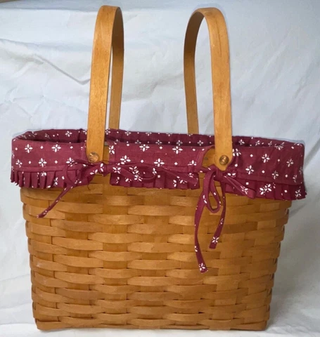 1993 LONGABERGER Personal Solutions Basket Pocket Liner Swing Handle 15.5x11”x8” Cover