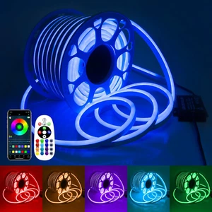 RGB LED Neon Rope Light 148FT Waterproof LED Neon Light Strip Multi Color with B - Picture 1 of 8