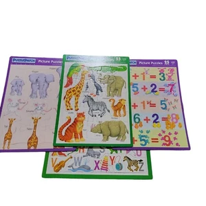 4 bandeja de marco de parche de rompecabezas 1991 números de alfabeto animales zoológico tallas vintage - Imagen 1 de 16