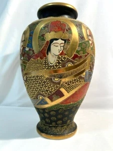 Antique Large Satsuma Japanese Moriage Moriyama Vase with 7 Immortals - Signed - Picture 1 of 12
