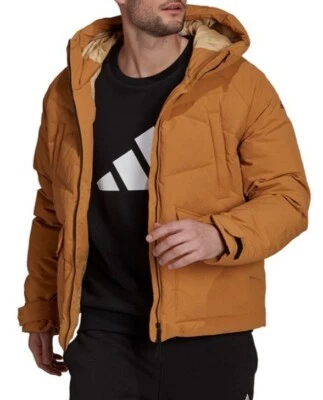 NUEVO CON ETIQUETAS Adidas Big Baffle Down Chaqueta Hombre Abrigo Medio Tostado Mesa  Foto 1 de 4