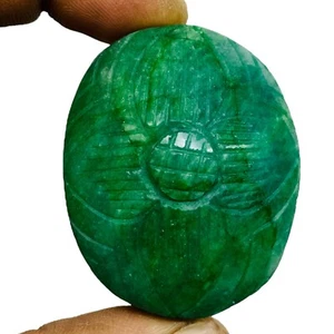 315.5 Cts Natural Carved Emerald Stunning Green Rare Huge Pendant Size Gemstone - Picture 1 of 10