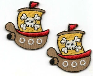 PIRATE SHIPS SET OF 2 Iron On Patch Small Pirates Children - Picture 1 of 1