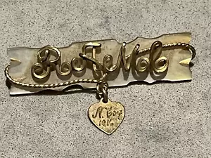WW1 Sweetheart Brooch Mother Of Pearl With Heart & Name Dated 1916 - Picture 1 of 11