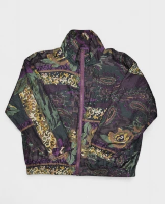 Vintage EVR Jacket Mens XL Silk Floral Windbreaker Bomber Oversized Lined - Image 1 of 4