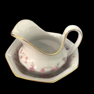 Vintage Schumann Arzberg Germany Bridal Rose White Pink Roses Creamer #80 & #74 - Picture 1 of 8
