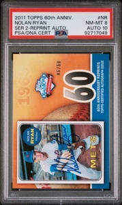 2011 Topps 60th Anniv. Reprints Auto 06/60 Nolan Ryan HOF #NR, AUTO 10 , PSA8 - Picture 1 of 4