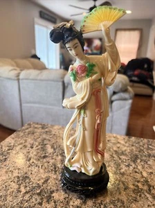 Vintage Celluloid Painted 12” Geisha Asian Oriental Figurine Vita Hong Kong - Picture 1 of 7