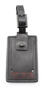 TUMI 'Alpha' Black / Red Leather Luggage Tag - Medium - Picture 1 of 2