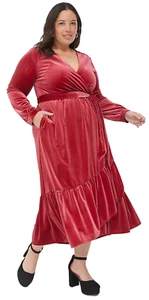 Lane Bryant~New With Tags~Very Berry Tiered Wrap Velvet Midi Dress~Plus 4-4X - Picture 1 of 14