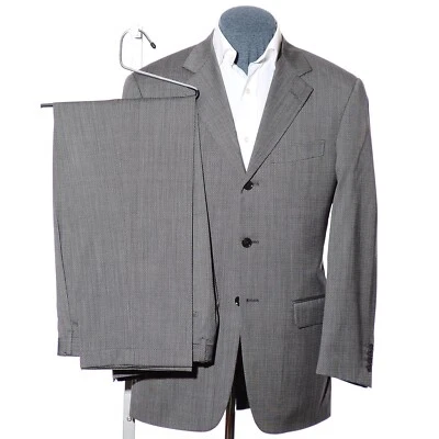 40R Pal Zileri 3-Button Gray Wool Zig Zag 2-Piece Suit 30x30.5 Trousers Jacket M - Image 1 of 4