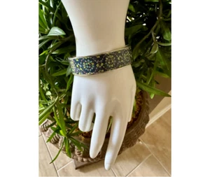 Vera Bradley Indigo Pop Floral Print Bangle Bracelet - Blue & Purple - Picture 1 of 11
