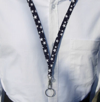 Cordón Estrella, Estrellas Blancas Azul Marino Oscuro, Patriótico, Maestro, Porta Insignia, Llaves Foto 1 de 3