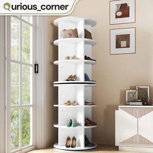 6 Layers Shoe Rack Shelf 360 Round Hat Books Bag Display Standing Storage Tower - Picture 1 of 12