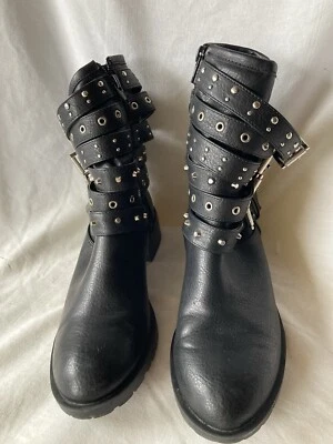 Fergalicious By Fergie 6 Studded Strap Black Bootie - Image 1 of 4