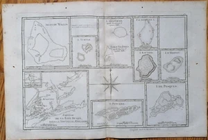 Bonne Original Kupferstich Karte Pazifik Pitcairn Neuseeland Inseln - 1780 - Bild 1 von 1