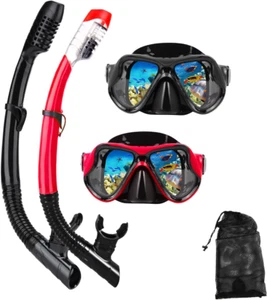 Snorkel Mask Set for Adults with Dry Snorkel & Swim Glasses - Picture 1 of 12