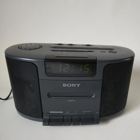 Sony ICF-CS650 Tape Player Dual Alarm Clock-AM/FM-Blue-Corded-Tested/ Works Cover