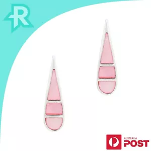 Droplet Coloured Shell Sterling Silver 925 Stud Earrings - Picture 1 of 14