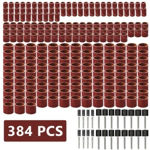 384 Pieces Sanding Drum Kit Sander Sleeves With Mandrels for Dremel Rotary Tool - Picture 1 of 7