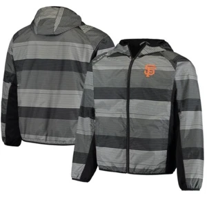 San Francisco Giants Jacket Mens Large Gray Striped Windbreaker Full Zip MLB NEW - Picture 1 of 11