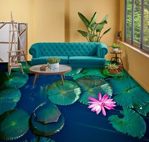 3D Lotus Leaf 30RAIN09 Floor WallPaper Murals Wall Print Decal AJ Honey - Picture 1 of 5