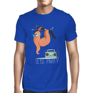 1Tee Herren T-Shirt Let's Party Musik hören Faultier - Bild 1 von 24