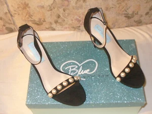 Women's Betsy Johnson River Ankle Strap Pearl Detail Stiletto Heels,Black,6M NWB - Picture 1 of 8